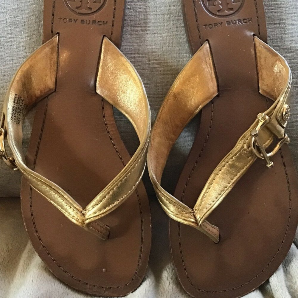 Tory Burch Slides, Size 5, Color: Gold - image 1